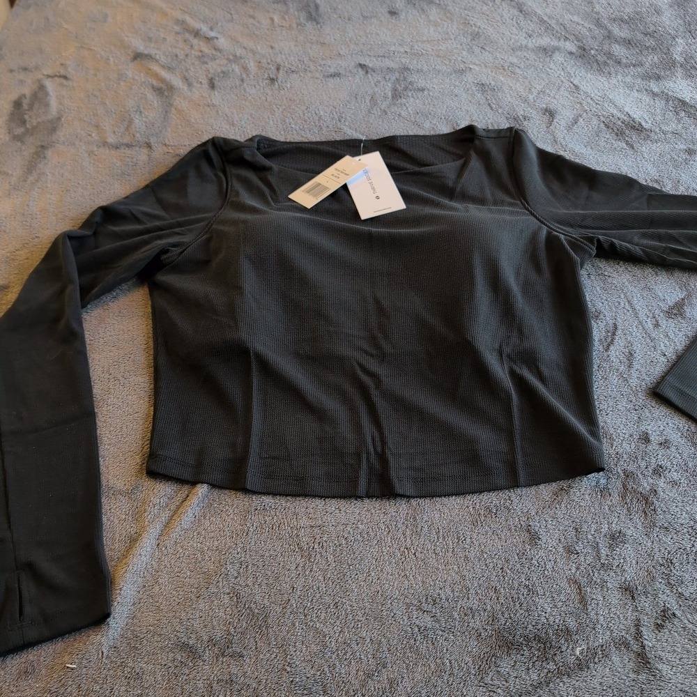 Thrive Societe Refine Women's Black Long Sleeve Active Top Built-in Bra L